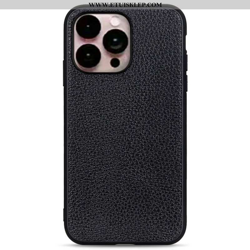 Etui do iPhone 14 Pro Max Prawdziwa Skóra Litchi